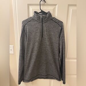 lululemon athletica Men's Charcoal and Black Striped Zip Up Sweater